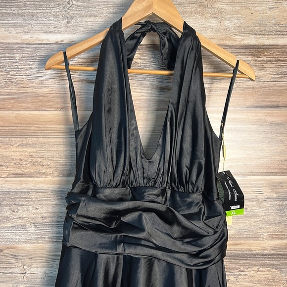 Nox by NariAnna Black Satin Halter Formal Prom Dress NWT - Picture 2 of 4